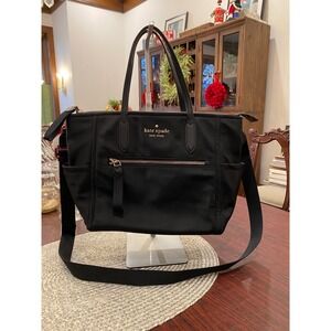 LIKE NEW - Kate Spade New York Black Nylon Tote Bag Crossbody Gold Hardware